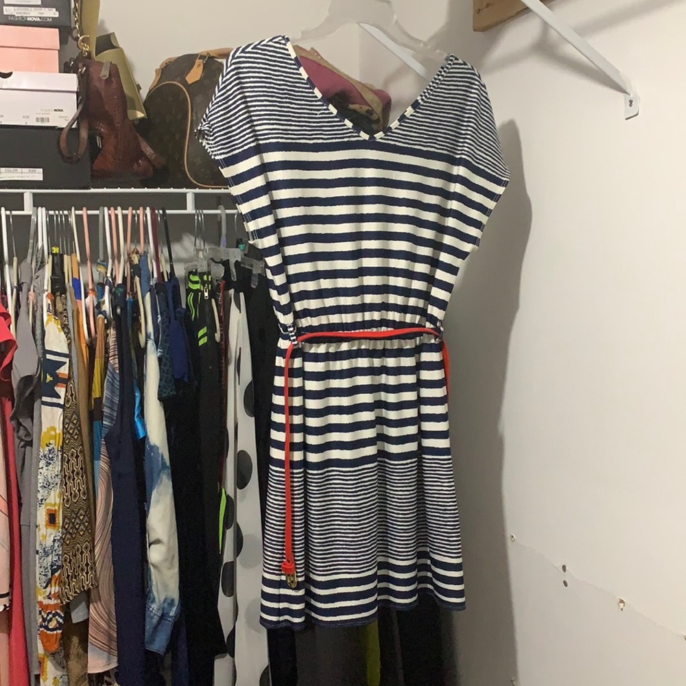 Blue and white dress